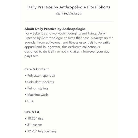 {anthropologie} daily practice floral shorts - Picture 4 of 4